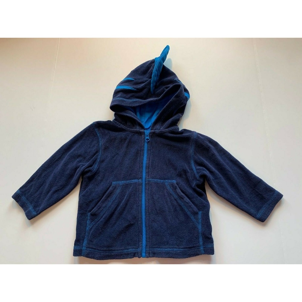 Hanna Andersson Size 80 Navy Shark Fin Terry Zipper Hoodie Jacket